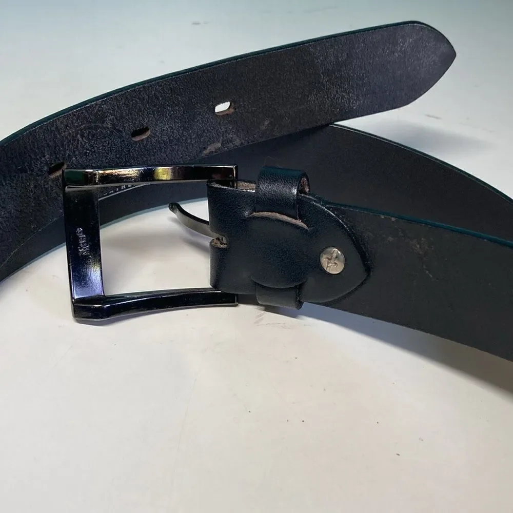 McJim Men’s Black Leather Belt Classic Leather Fits Waists 50 to 54” Around